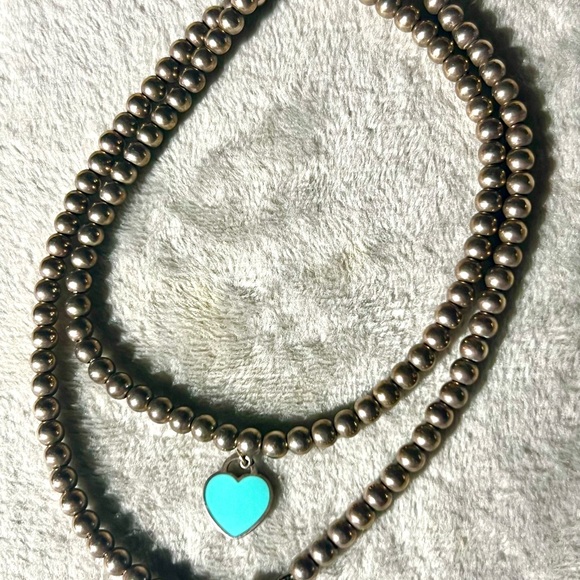 Tiffany Blue Heart Sterling SilverNecklace 17 inch - Picture 2 of 5